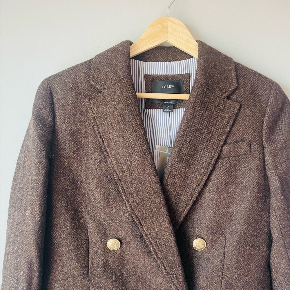 J. Crew Bristol Blazer Chocolate Herringbone NWT - Picture 5 of 12